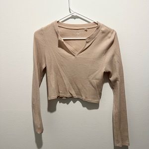 PacSun Tan Cropped Long Sleeve